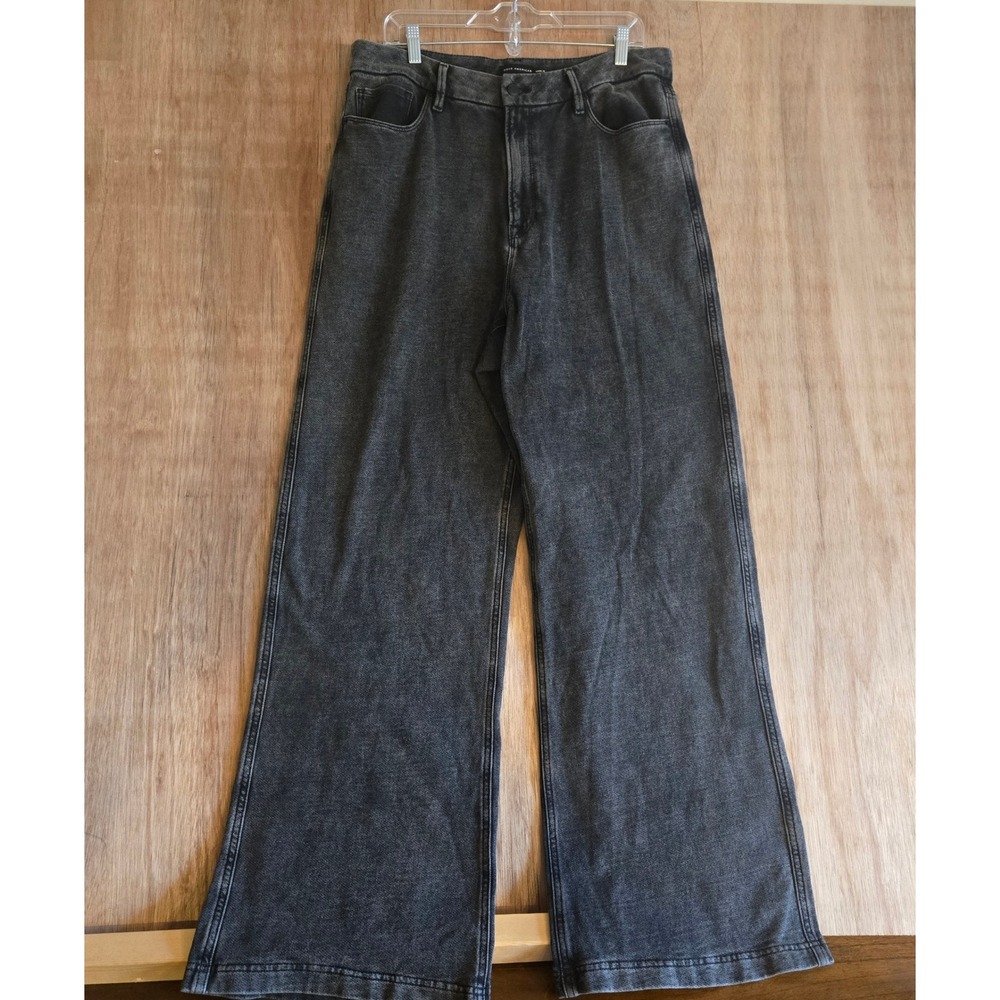 Good American Jeanius Good Skate Wide Leg Sweatpants Black Acid Wash Women's 15